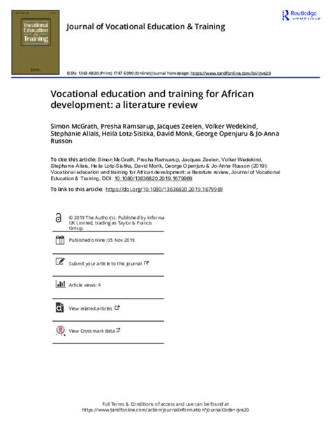 (PDF) Vocational education and training for African development: .